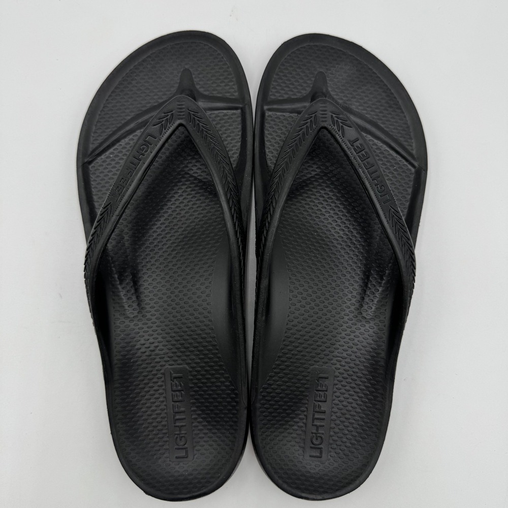 Lightfeet Arch Support Flip Flops‎ Sandals Women 9 / Men 8 Black Beach Vacation